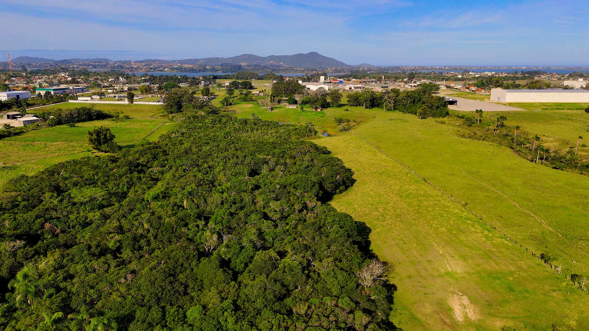Área industrial e residencial · mata